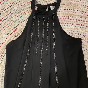size m black detailed halter top